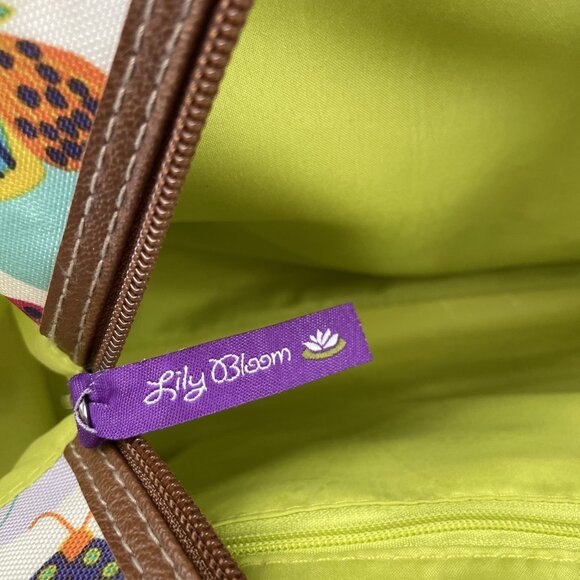 Lily Bloom Double Handle Shoulder Purse Bag 3 Zip Compartments Butterflies - Picture 9 of 11